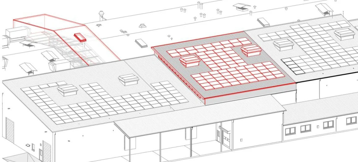 Planning model for a roof extension to an existing building